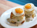 Two butter biscuits with pork-sausage gravy ($9, with two baked eggs $12)Northern Spy Food Co., 511 E 12th St between Aves A and B (212-228-5100, northernspyfoodco.com) 