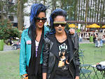 Coco and Breezy Dotson, 20, accessories designers. Spotted in Bryant Park. "We live in our own world," says Coco.