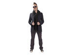 Kuhn balances his playful and serious sides by pairing a navy blue Urban Renewal blazer from Urban Outfitters (locations throughout the city; visit urbanoutfitters.com) with a pair of the store's black-and-red plastic sunglasses and vintage black-and-purp