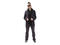 Kuhn balances his playful and serious sides by pairing a navy blue Urban Renewal blazer from Urban Outfitters (locations throughout the city; visit urbanoutfitters.com) with a pair of the store's black-and-red plastic sunglasses and vintage black-and-purp