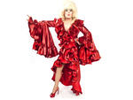 "This look has nothing to do with fashion, but it's fantastic onstage,"  says Lady Bunny of this red ruffled confection, whipped up by "drag  sister" and freelance costume designer Dustin Winters. "It's very  old-school drag glamour---in fact, it was mode