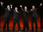 The current cast of Jersey Boys on Broadway.