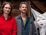 Alex Kahn, 44, and Sophia Michahelles, 36; artistic directors of Superior Concept Monsters, official puppeteers of the Village Halloween Parade; Redhook, NYKahn: "[Back in 2008], our procession finished, and moved on in silence---and then the crowd cheere