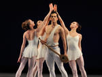 A GOD IS BORN Fairchild performs Apollo at the Kennedy Center with, from left, Sterling Hyltin, Ana Sophia Scheller and Tiler Peck.