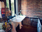 The Brooklyn Flea (brooklynflea.com) is one of Tarr's go-to spots, and where she recently found collapsible shelves once used in a general store and which now hold dry goods in her kitchen. 