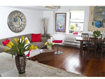 "Everything in this apartment is natural," notes Josephs. "It's stone, it's stainless, it's wood." That includes her Brazilian walnut floors and neutral granite countertops, both from Foro Marble Company (140 3rd St between Third Ave and Bond St, Gowanus,