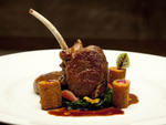 Agnello: rack of lamb, lamb breast crepinette, chard crochetta, sariette