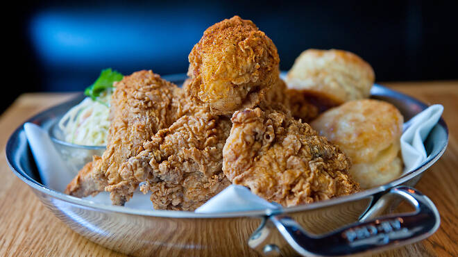 Fried chicken with biscuits at the Dutch