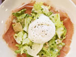Escarole, ham and turnip salad with a soft egg at Northern Spy Food Co.