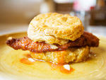 Fried chicken biscuit at Pies 'n' Thighs