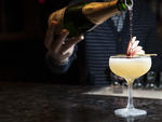Whisper Campaign (calvados, chamomile, Chartreuse, lemon, sparkling wine) at Demi Monde