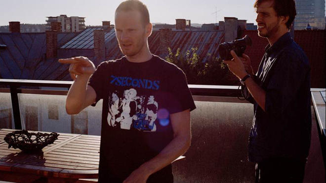 Joachim Trier, left, on the set of Oslo, August 31