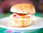 Biscuit egg sandwich at Fort Defiance