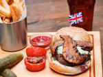 Cheeseburger (debragga dry aged beef) with stilton at Jones Wood Foundry