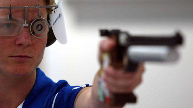 Modern Pentathlete Kate Allenby Shooting