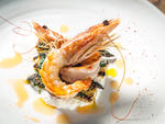 Charred baby corn with goat's milk feta, cilantro and gulf prawns at Governor