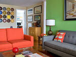 Newlyweds Stuart Post and Chris Kelley use flea-market finds and friends’ artwork to adorn their midcentury-style abode.