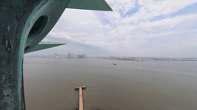 View from the crown of the Statue of Liberty