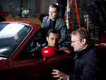 Rian Johnson, far right, the director of Looper