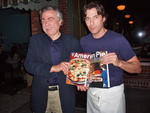 GQ's Alan Richman poses with Lucali's hunky pizzaiola, Mark Iacono.