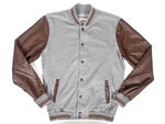 Forever 21 faux-leather-sleeve baseball jacket, $35, at Forever 21, locations throughout the city; visit forever21.com
