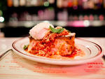 Baked ziti with meat gravy at Parm