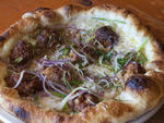 Pizza with fennel sausage and panna at Pizzeria Mozza