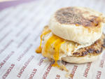 Breakfast sandwich with sausage at Storefront