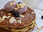 Lemon ricotta pancakes with almond-blueberry butter at Fig
