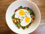 Pork belly hash, potatoes, spinach and two fried eggs at Sycamore Kitchen