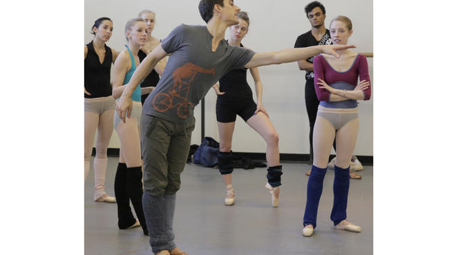 Justin Peck rehearsing with New York City Ballet