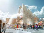 Rendering of CODA’s Party Wall, winning design of the 2013 Young Architects Program. The Museum of Modern Art and MoMAPS1. 