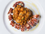 Grilled octopus chana masala at Black Hogg