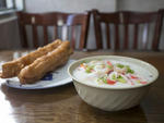 Salted Fried Bread and Seafood congee at Shun Wang