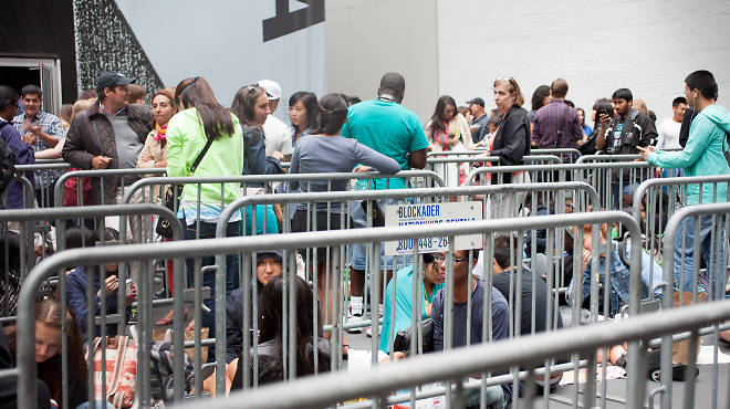 Waiting in line to see the Rain Room at the Museum of Modern Art