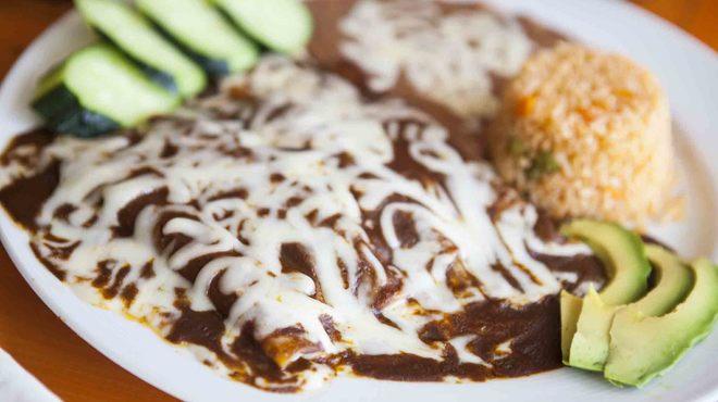 Enchiladas poblanos at Mariscos Maria's