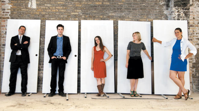 45th Ward Ald. John Arena, from left, Filament Theatre Ensemble's Peter Oyloe and Julie Ritchey, and Arts Alive 45's Jill Arena and Cyd Smillie