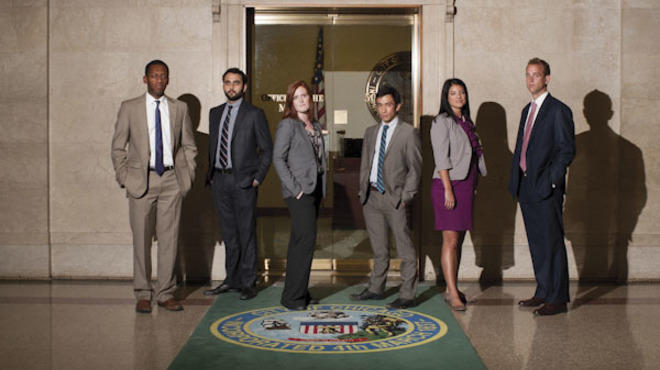 Emanuel's young staffers: Mike Simmons, from left, Ankur Thakkar, Caroline Weisser, Matt Fischler, Anna Valencia and Michael Faulman
