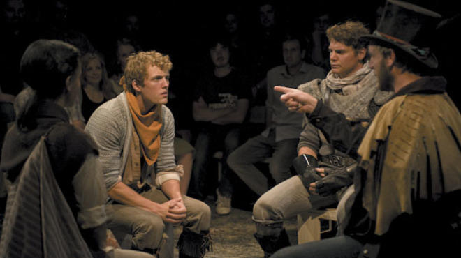 Paige Collins, Brandon Ruiter, Walter Briggs and Cliff Chamberlain in The Iron Stag King: Part One at the House Theatre of Chicago