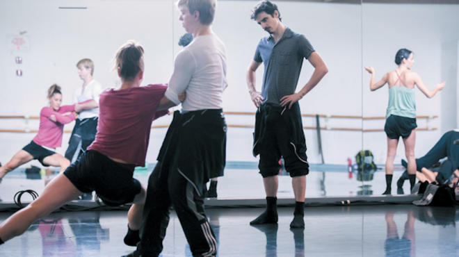 Alejandro Cerrudo in rehearsal for his latest work, inspired by Mark Chagall's American Windows at the Art Institute of Chicago.