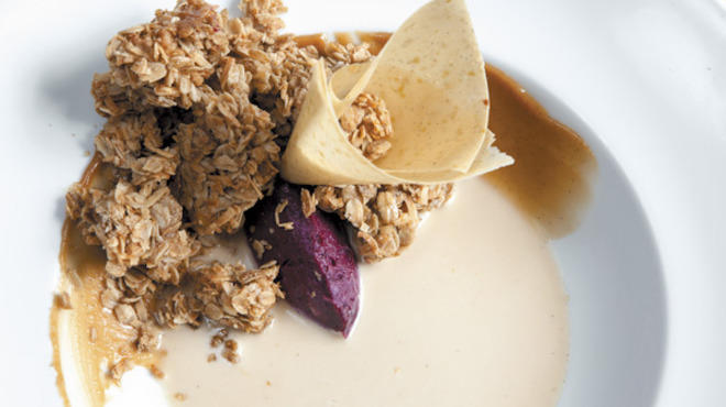 Longman & Eagle's granola�with yogurt leather, cranberry-walnut compote, caramel and cereal milk�is an evolution of yogurt-and-granola.