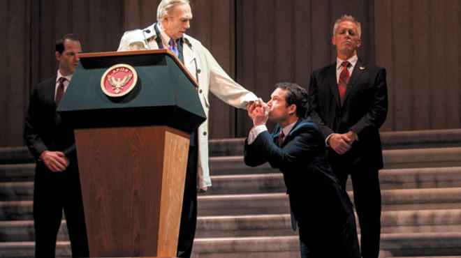 Jason Kolotouros, David Darlow, John Light and Larry Yando in Julius Caesar at Chicago Shakespeare Theater