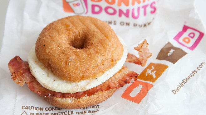 The Doughnut bacon sandwich from Dunkin' Donuts.