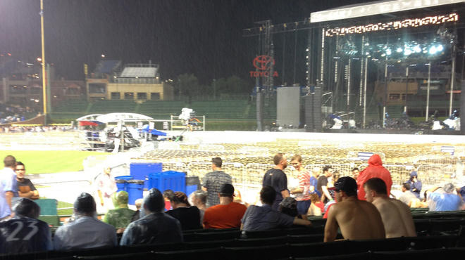 The storms held up Pearl Jam's Wrigley Field show for about two and a half hours, but most fans waited it out.