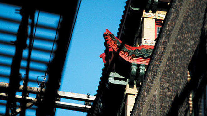 GREAT WALLS This Chinatown alley offers views of Pui Tak Center, fire escapes and probably a rodent or two.