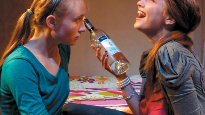 DAYS OF WINE AND POSES Gray, left, and Levin ingest liquid courage.