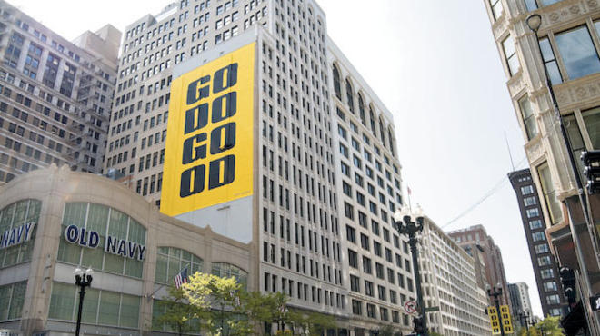 Unveiling of Kay Rosen's six-story art installation