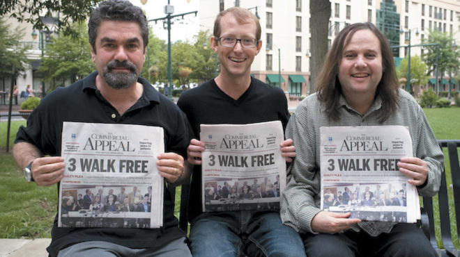 PRESS RELEASE Berlinger, Baldwin and Sinofsky, from left, spread the good news.