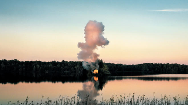 Carrie Schneider, Burning House (July, sunset), 2011.