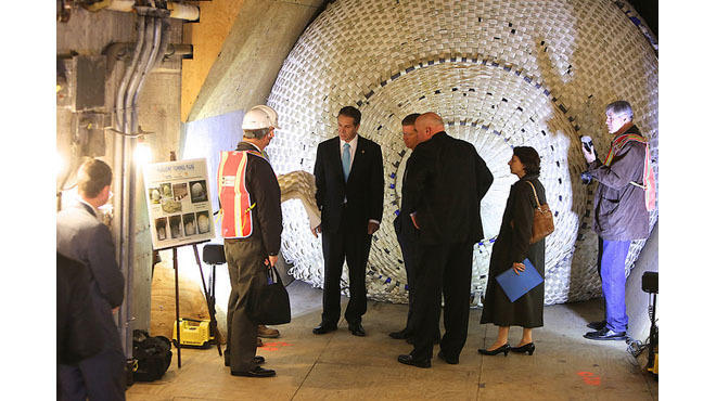 Governor Cuomo at the South Ferry subway station during his Sandy Resiliency Tour